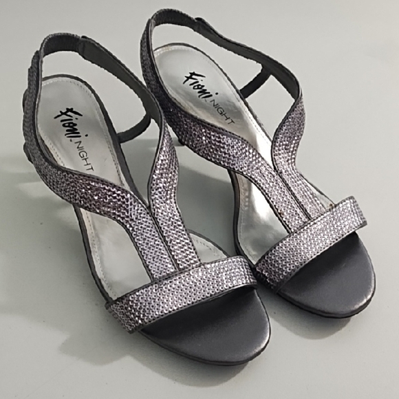 Silver Sequined Strappy Kitten Heel Sandals - Picture 12 of 12